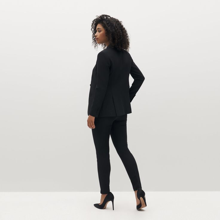 Introducing your new favorite pant, our women's black tuxedo pants! Whether you are walking down the aisle or down a red carpet, you will forget what that you're in black-tie attire and carry yourself with confidence all night long. Pair our women's black tuxedo pants with sneakers or a stiletto heel and hit the town. Tailored Pants For Evening, Tailored Structured Pants For Evening, Tailored Structured Evening Pants, Tailored Structured Bottoms For Evening, Elegant Structured Pantsuit For Party, Elegant Evening Pantsuit For Fall, Fitted Tuxedo Suits For Fall, Fall Season Fitted Tuxedo Suit, Fitted Notch Lapel Pantsuit For Party