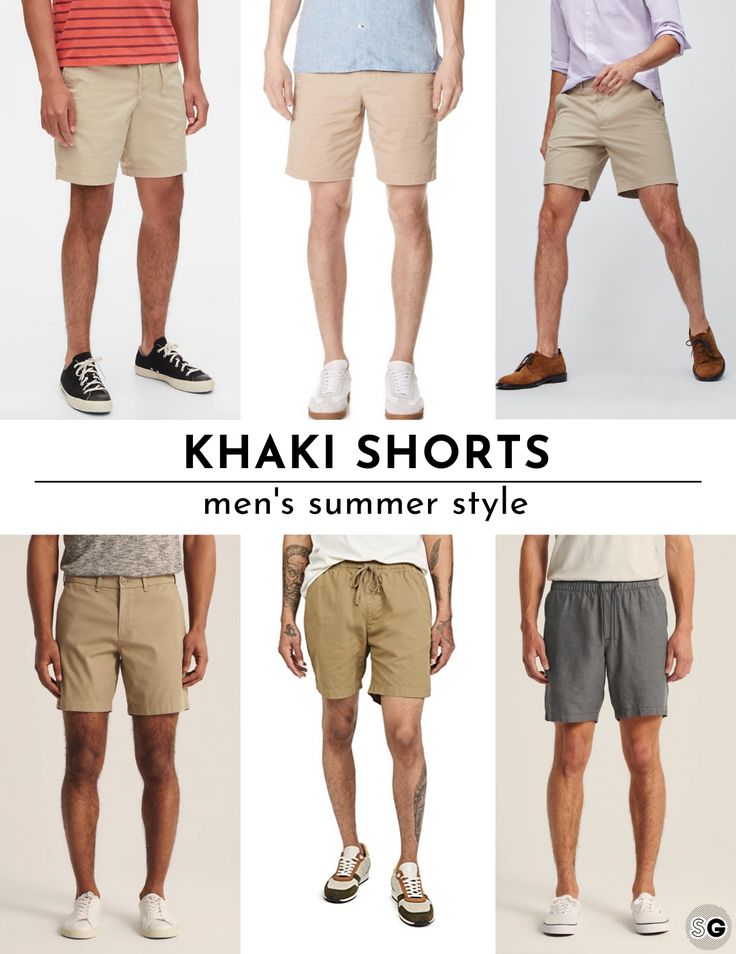 The best men's khaki shorts for spring and summer 2020, curated by the team at Style Girlfriend | men's casual style, mens spring style, mens summer style, mens shorts outfits, mens chino shorts, mens khaki shorts outfits, casual outfits mens, casual outfits shorts Men’s Khaki Shorts Outfit, Khaki Shorts Outfit Mens, Outfits Red Shirt, Tan Shorts Outfit, Casual Outfits Shorts, Shorts Outfits Casual, Khaki Shorts Outfit, Outfit Grid Men, Loafers Men Outfit