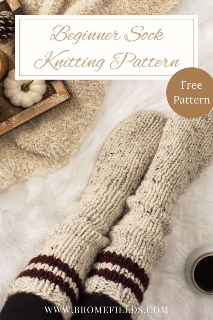 someone is knitting socks with text overlay that reads, beginner sock knitting pattern free pattern