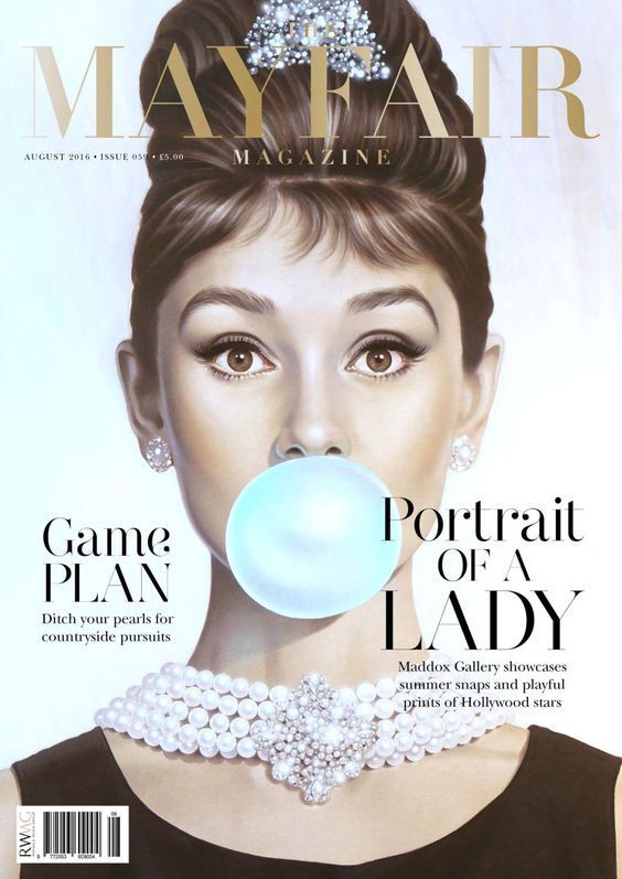 a magazine cover with a woman blowing a bubble