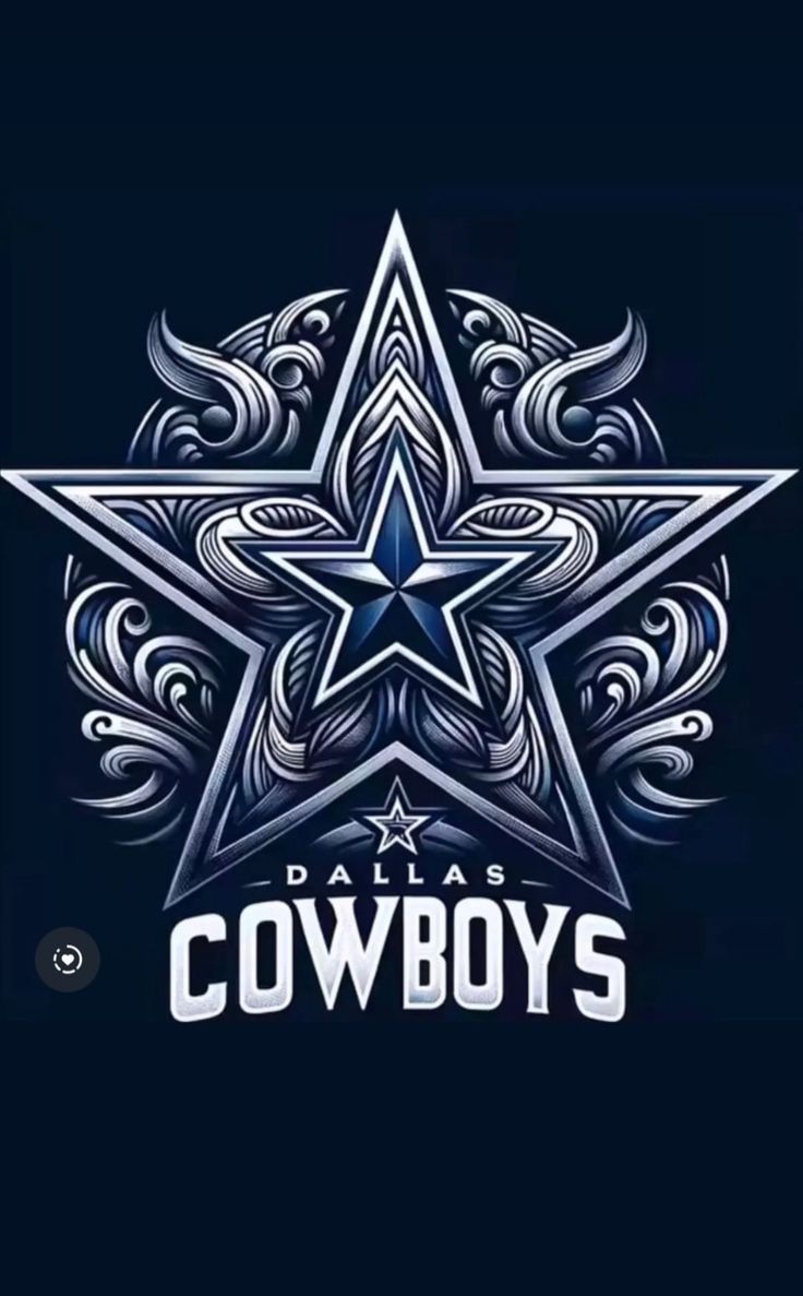 the logo for cowboys football team on a dark background with an intricate star in the center