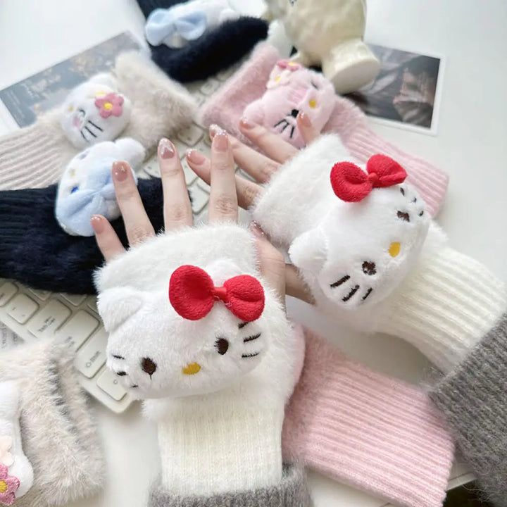 Keep your hands warm and stylish this winter with the Hello Kitty Kawaii Fingerless Gloves! Featuring a charming Hello Kitty design and a fingerless style for added functionality, these gloves are perfect for staying cozy while using your phone, typing, or going about your day. Show off your love for Hello Kitty while staying snug and comfy! (≧◡≦)💕 Finger Cartoon, Half Gloves, The Mitten, Knitted Gloves, Mitten Gloves, Beige Color, Hand Warmers, Fingerless Gloves, Gloves