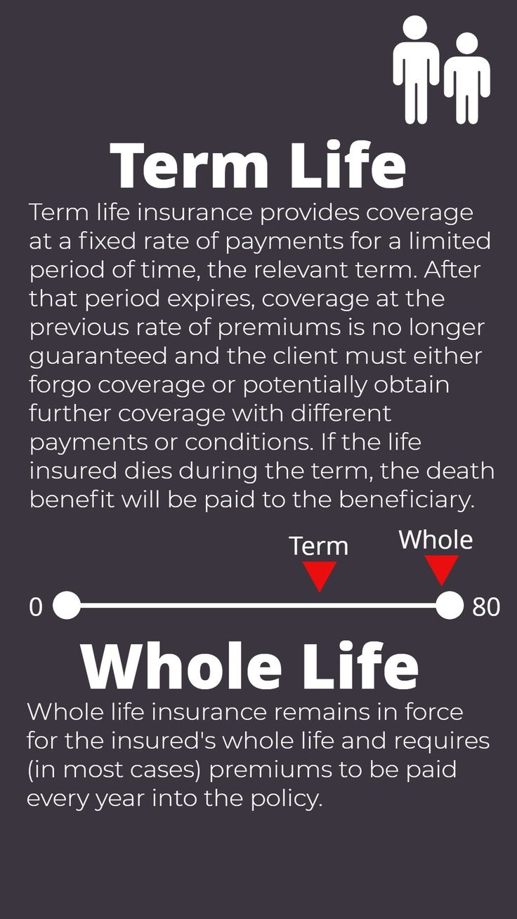 an info poster with the words term life and whole life written in red on it