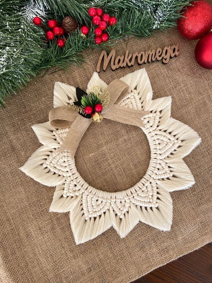 a christmas decoration on top of a burlock with the word makraonea spelled out