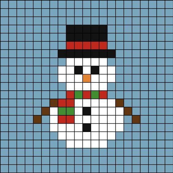 a cross stitch pattern with a snowman on it