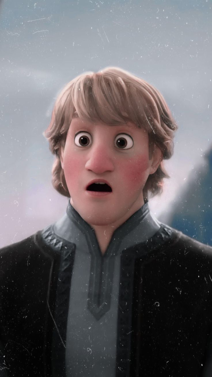 a cartoon character with big eyes wearing a star wars outfit and making a surprised face