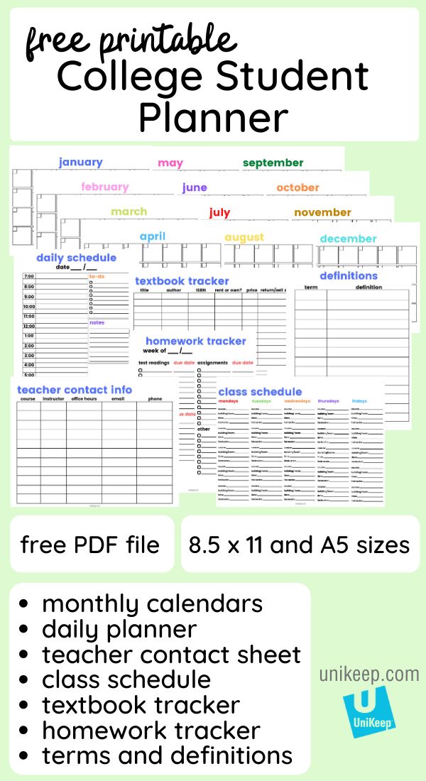 Free Printable College Student Planner 2020 with free printable calendars, homework tracker  more kidsplanner #monthlyplannerprintable #montlyplanner🎭 Manifesting Creativity, College Planner Printables, Homeschool Student Planner, Homework Schedule, Student Weekly Planner, Air Well, Love Essay, Planner Making, College Homework