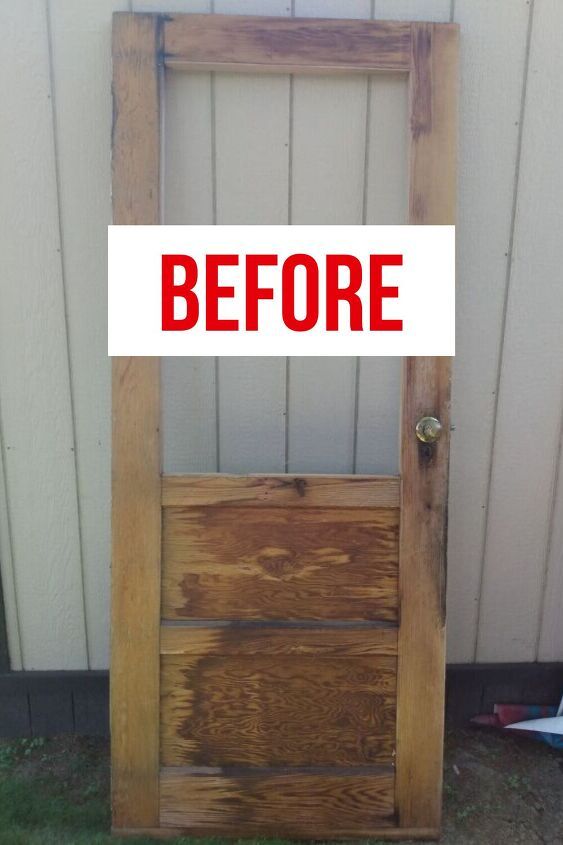 How to Upcycle an Old Door Upcycle Screen Door, Old Wood Screen Door, How To Use Old Doors For Decor, Old Door With Window Ideas, Repurposed Doors Garden, Diy Porch Door, Using Old Doors In House, Salvaged Doors Repurposed, Garden Shutters Ideas