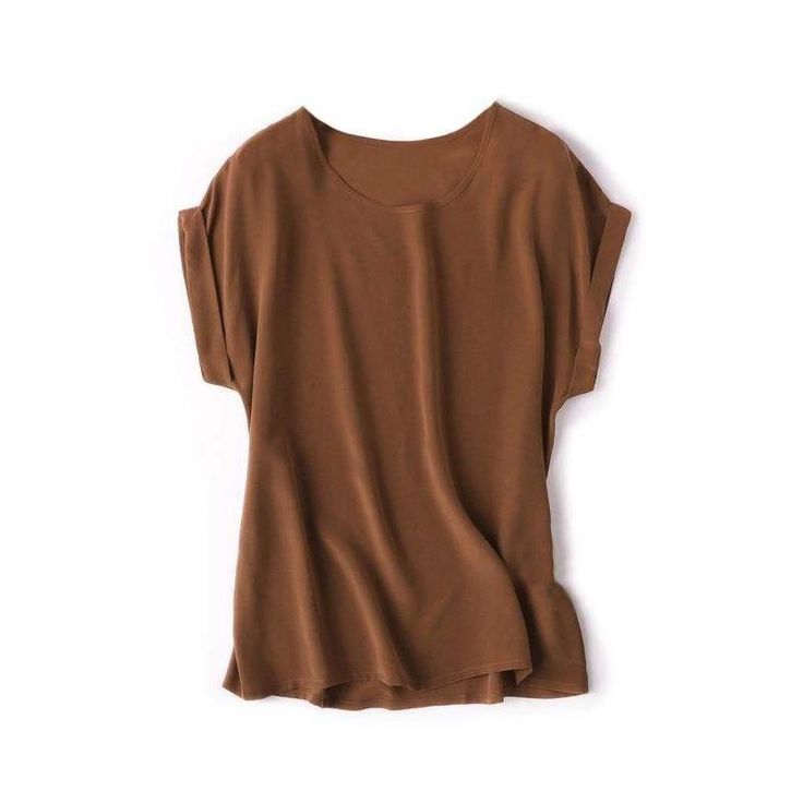 Discover Your New Summer Essential Introducing our latest addition to the world of casual chic - the 100% Real Silk Batwing Sleeve Tee. Designed for the modern woman, this top combines effortless style with a classic touch. Ideal for those balmy summer days, this tee is your go-to for both comfort and elegance. Whether you're heading to a casual lunch or a relaxed evening outing, our silk tee is the perfect choice. Exquisite Features Our silk tee boasts a range of features that set it apart. The Versatile Relaxed Fit T-shirt For Summer, Versatile Summer T-shirt With Relaxed Fit, Chic Summer T-shirt For Workwear, Relaxed Fit Versatile T-shirt For Summer, Casual Plain Tops For Layering, Trendy Short Sleeve Top For Summer Workwear, Trendy Summer Short Sleeve Top For Workwear, Casual Brown Blouse For Layering, Brown Solid Color Tops For Work