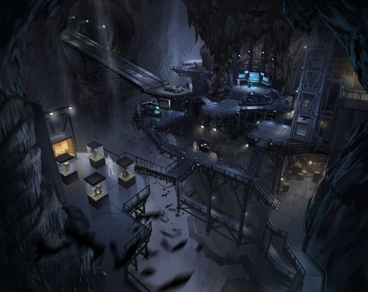 an image of a sci - fi environment in the dark with lots of lights on