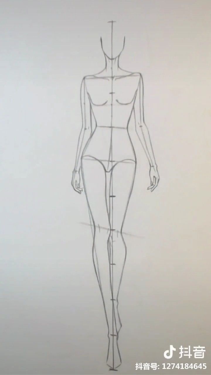 a drawing of a woman's body with the measurements drawn in front of it