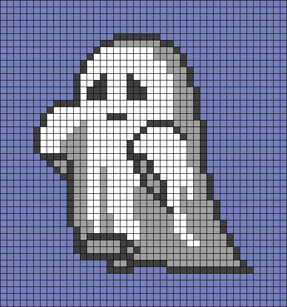 a pixellated image of a white ghost