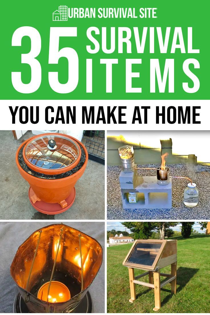 an advertisement for the urban survival site with pictures of various items and text that reads,'35 survival items you can make at home '