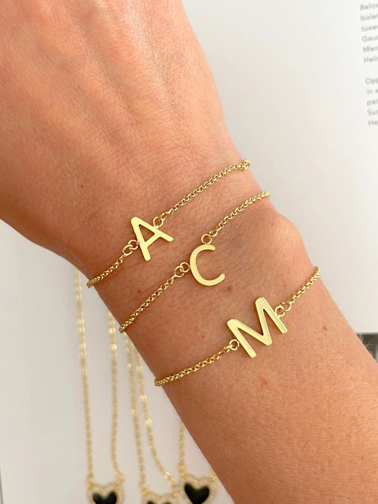 • gold plated • adjustable bracelet Adjustable Bracelet, Initial Necklace, Initials, Jewelry Accessories, Gold Plate, Plating, Bracelet, Gold, Quick Saves