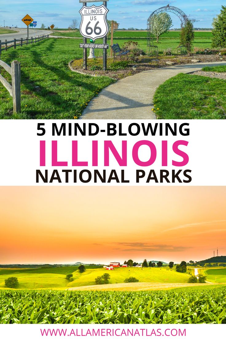 the road that leads to illinois's national parks with text overlay reading 5 mind - blowing illinoiss national parks