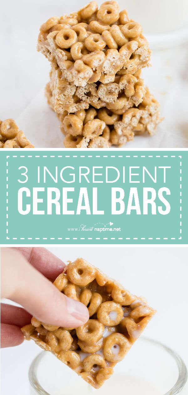 three ingredient cereal bars stacked on top of each other with the words 3 ingredients to make them