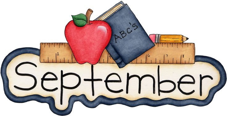 an apple, ruler and pencils are sitting on top of a sign that says september