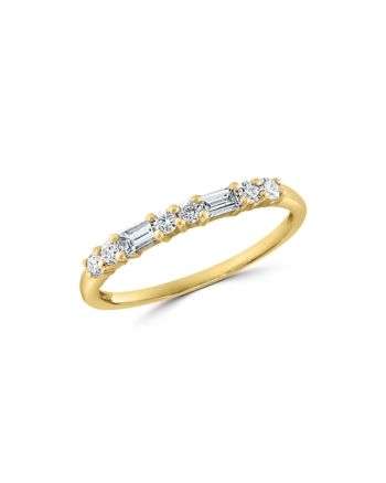 Bloomingdale's Round & Baguette Diamond Stacking Band in 14K Yellow Gold, 0.25 ct. t.w. - 100% Exclusive Baguette Diamond Ring With Diamond Accents, Classic Baguette Diamond Ring With Single Cut Diamonds, Formal Vvs Clarity Baguette Diamond Ring, Formal Baguette Diamond Ring, Timeless Baguette Brilliant Cut Diamond Ring, Timeless Yellow Gold Baguette Diamond Ring, Timeless Baguette Yellow Gold Diamond Ring, Diamond Baguette Half Eternity Jewelry, Yellow Gold Baguette Diamond Ring