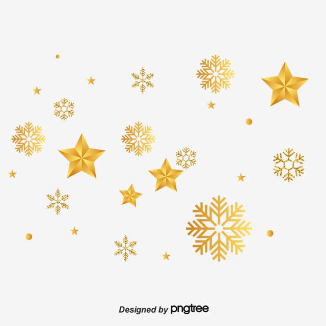 gold stars and snowflakes on a white background