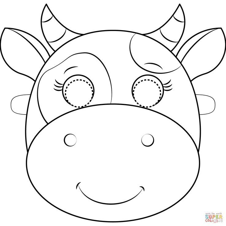 a cartoon cow's face with horns and eyes