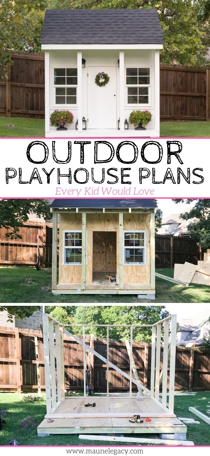 an outdoor play house with the text overlaying it