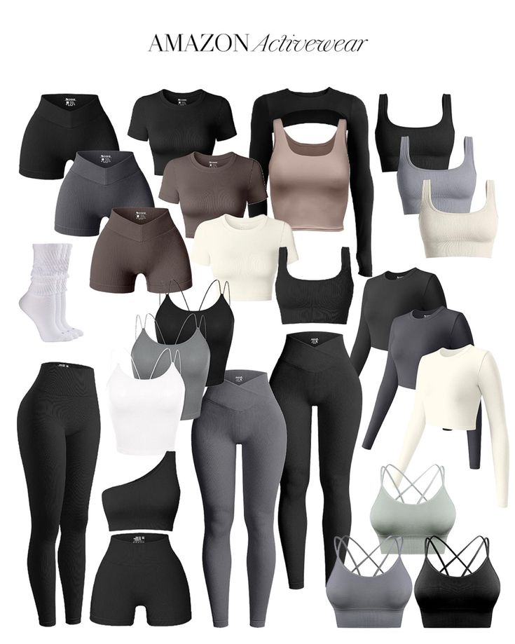 Amazon activewear 🖤 leggings, cute workout tops and matching sets. if you need gym outfit ideas or spring activewear, tap to shop these pieces! i'm always sharing my minimal style on my ltk, so be sure to explore for more spring and summer outfit ideas! Gym Fits Ideas, Sport Capsule Wardrobe, Gym Shorts Aesthetic, Gym Sets Outfit, Gym Sweats Outfit, Best Workout Outfits For Women, Work Out Sets Aesthetic, Gym Winter Outfits For Women, Clean Girl Workout Outfits