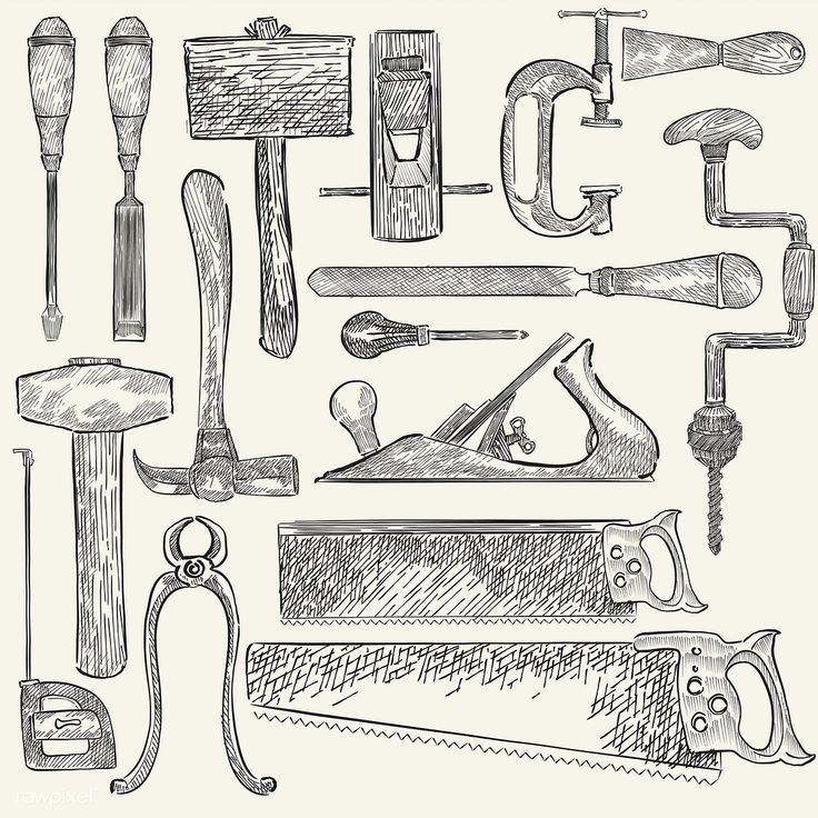 hand drawn tools for woodwork