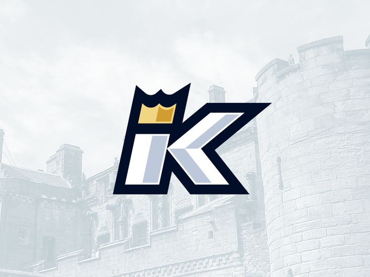 the letter k is placed in front of a castle with a crown on it's head