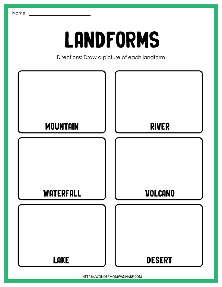 landforms worksheet for kids