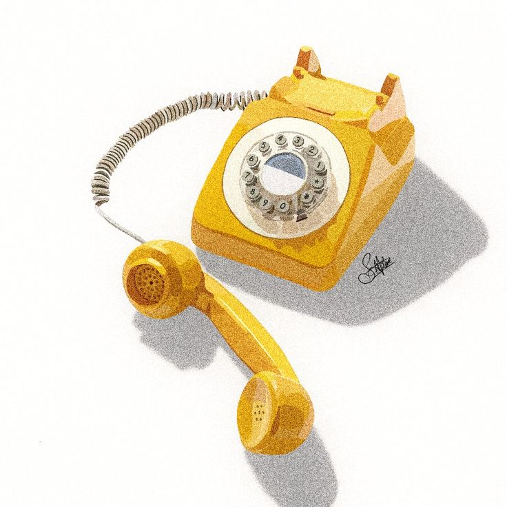 An aesthetic illustration of a yellow vintage telephone. Vintage Telephone Illustration, Retro Telephone Aesthetic, Retro Telephone Illustration, Vintage Telephone Drawing, Phone Off The Hook Tattoo, Old Phone Illustration, Vintage Phone Drawing, Old Phone Drawing, Telephone Sketch