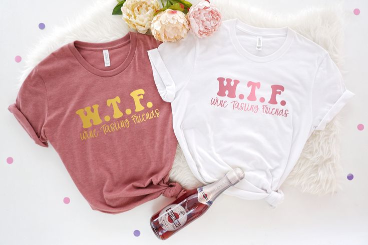 two bride squad shirts sitting next to each other