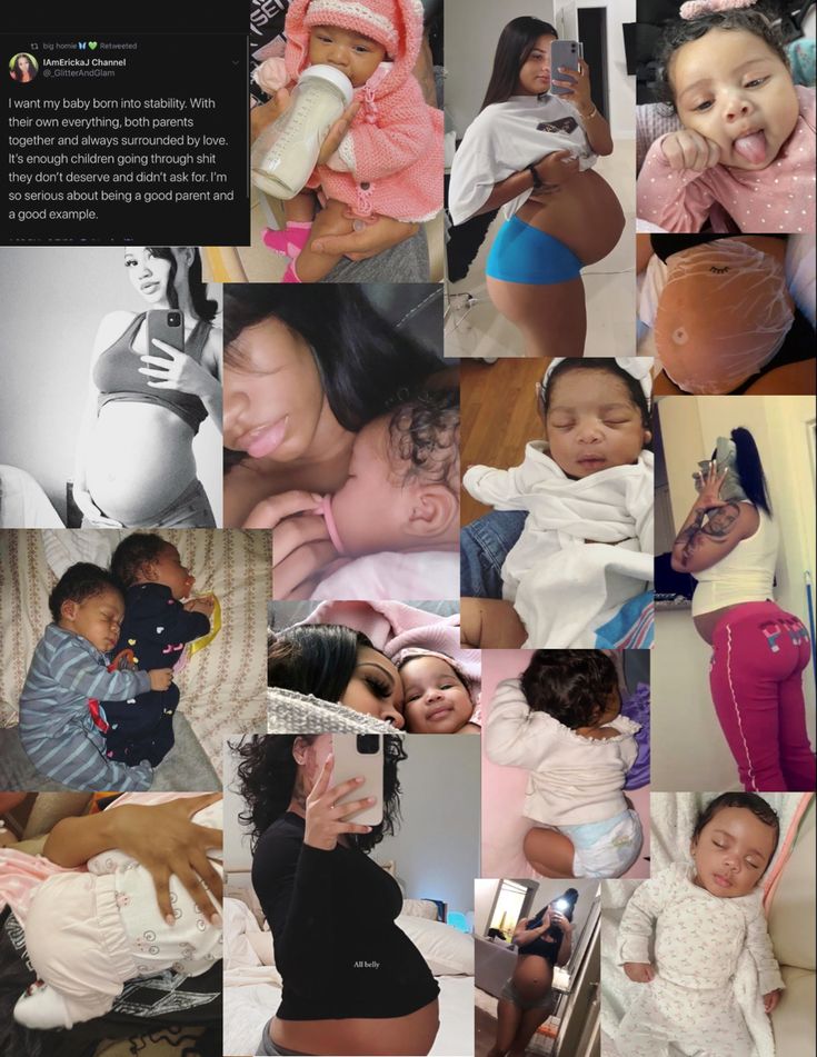 a collage of photos with babies and women