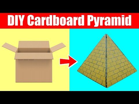 the cardboard pyramid is next to an image of a box with bricks on it and another photo