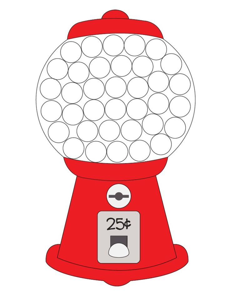 a drawing of a gumball machine with numbers on the front and back side,