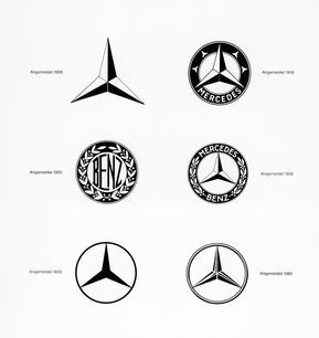 four mercedes emblems are shown in black and white