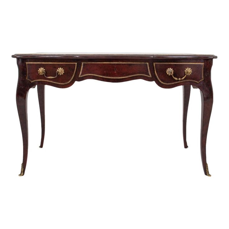 an antique console table with two drawers on the top and one drawer at the bottom