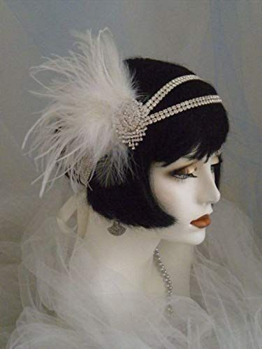 1920s Headband, Headpiece & Hair Accessory Styles SWEETV 1920s Flapper Headband 20s Great Gatsby Headpiece Ivory Feather Headband 1920s Flapper Gatsby Accessories with Tassel and Ribbon $15.99 AT vintagedancer.com Gatsby Party Outfit, Gatsby Outfit, Great Gatsby Headpiece, Gatsby Accessories, Flapper Hair, 1920s Headband, Gatsby Headpiece, Flapper Headpiece, Gatsby Headband