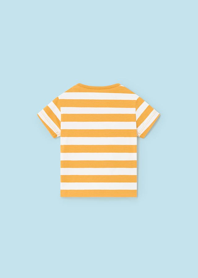 Details: Available in Sizes: 1-12 months Style#1003 Material and Care: Shirt: 95% Cotton, 5% Elastane Patterns may vary. Materials may have natural variations. Colors may vary from different viewing devices. Playful Striped Cotton Tops, Basic Orange Tops For Summer, Cute Striped Cotton Tops, Cute Striped Cotton T-shirt, Playful Orange Tops For Summer, Basic Yellow Shirt For Summer, Playful Orange Summer Tops, Basic Striped Summer Top, Cute Orange Cotton Shirt