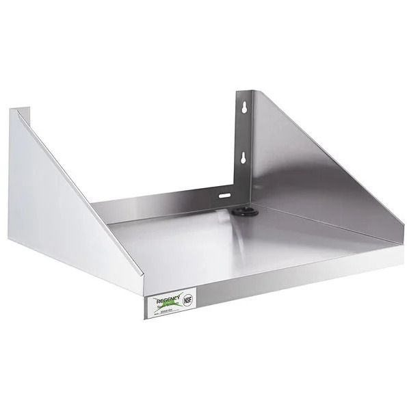 a stainless steel shelf with two brackets on it