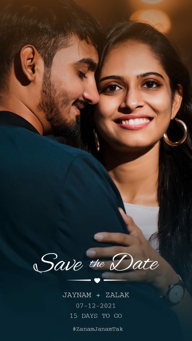 a man and woman embracing each other with the words save the date written on it