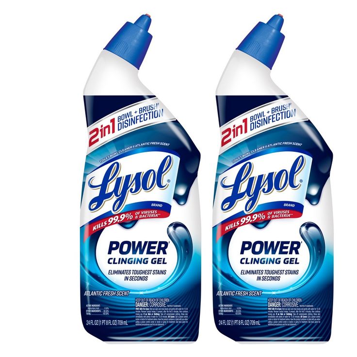 two bottles of lysol power cleaning gel