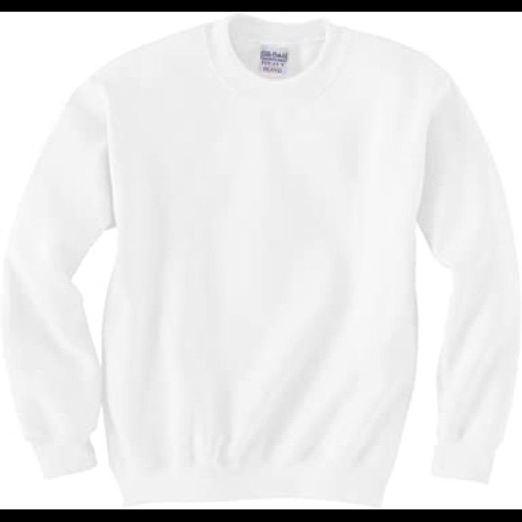 I Have Few Of Gildan G1800 White Sweatshirts Size S M L Xl. White Crew Top With Ribbed Cuffs, White Crew Neck Top With Ribbed Cuffs, Basic White Sweatshirt For Winter, White Basic Crew Neck Sweater, Basic White Winter Sweatshirt, White Relaxed Fit Basic Sweater, White Winter Sports T-shirt, White Winter T-shirt For Sports, White T-shirt With Ribbed Cuffs And Relaxed Fit