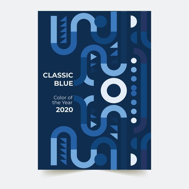 a blue book cover with an abstract pattern on the front and back, which reads classic blue color of the year 2020