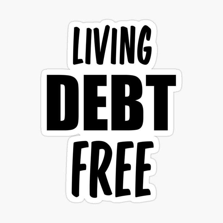 the words living debt free are shown in black and white on a white sticker