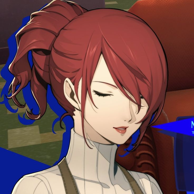 an anime character with red hair and white shirt