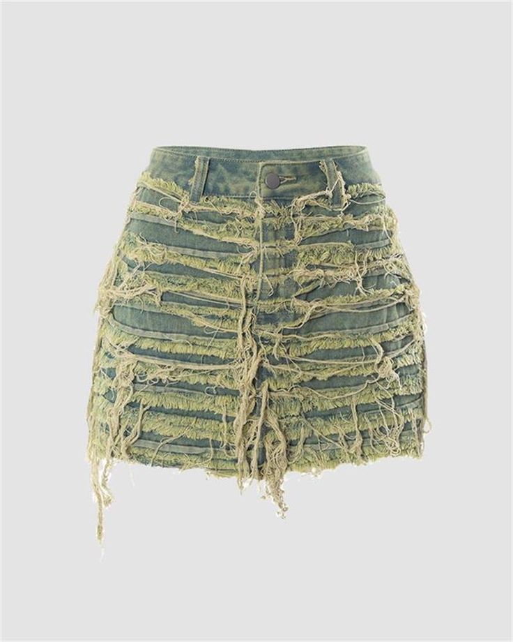 Details: Denim skirt with rip-off design Skirt Length: Short Materials:35% Cotton + 60% Polyester + 5% Spandex Fashion Killa Summer, Cute Girly Outfits, Tassel Shorts, Stretch Denim Skirt, Rok Mini, Womens Denim Skirts, Weekend Wardrobe, Empire Style, Women Wholesale