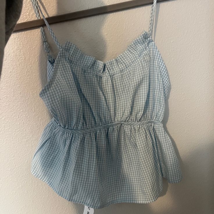 Never Worn! Got The Wrong Size :( Adjustable Bow And Straps Light Blue Summer Tops For Vacation, Light Blue Summer Vacation Tops, Cute Summer Tops For Day Out, Light Blue Tops For Spring Vacation, Cute Spring Beach Tops, Cute Blue Tank Top For Beach, Light Blue Summer Tank Top For Day Out, Light Blue Tank Top For Summer Day Out, Cute Cotton Tops For Daytime