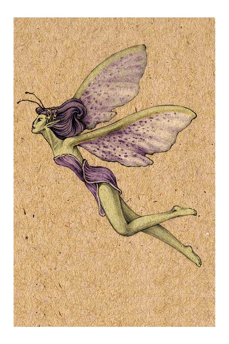 a drawing of a fairy sitting on the ground