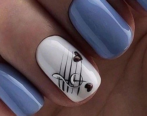 Music Note Nails, Music Nail Art, Music Nails, Gel Nail Art Designs, Nail Art Designs Diy, Blue Nail, Pretty Nail Art, Heart Nails, Best Nail