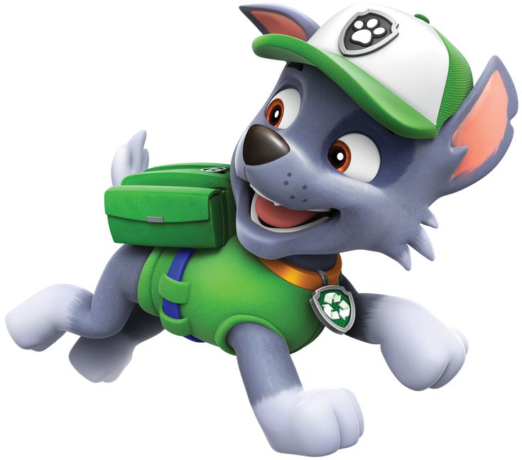 a cartoon dog with a green backpack and hat is flying through the air while wearing a baseball cap